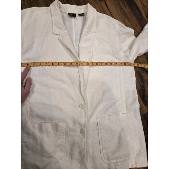 90s Liz Sport Cotton Linen Blazer Womems Sz L French Seams Classic - Picture 12 of 14